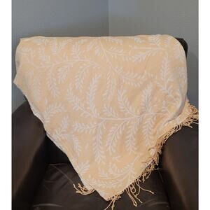 Joann Fabrics Acrylic Wheat Pattern Reversible Fringed Throw Blanket 54 X 60